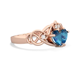 London Topaz 'One Heart' Celtic Knot Claddagh 14K Rose Gold ring R5322