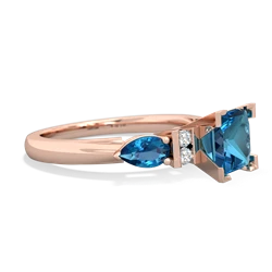 London Topaz 6Mm Princess Eternal Embrace Engagement 14K Rose Gold ring C2002