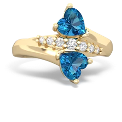 London Topaz Heart To Heart 14K Yellow Gold ring R2064