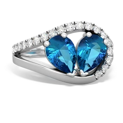 London Topaz Nestled Heart Keepsake 14K White Gold ring R5650