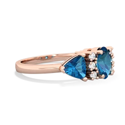 Lab Sapphire Antique Style Three Stone 14K Rose Gold ring R2186