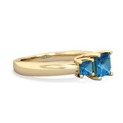 Lab Sapphire Three Stone Trellis 14K Yellow Gold ring R4015