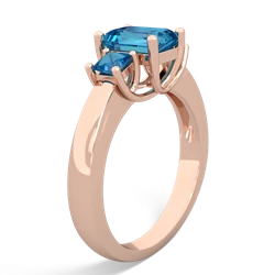 Ruby Three Stone Emerald-Cut Trellis 14K Rose Gold ring R4021