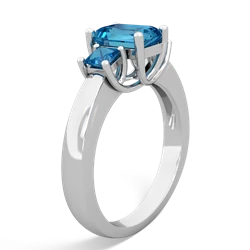 Sapphire Three Stone Emerald-Cut Trellis 14K White Gold ring R4021