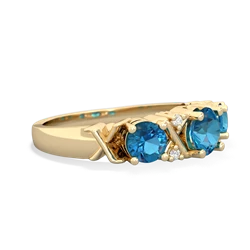 Turquoise Hugs And Kisses 14K Yellow Gold ring R5016