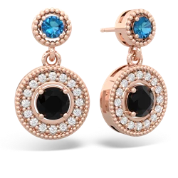 London Topaz Halo Dangle 14K Rose Gold earrings E5319