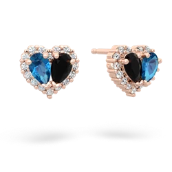 London Topaz Halo 14K Rose Gold earrings E7008