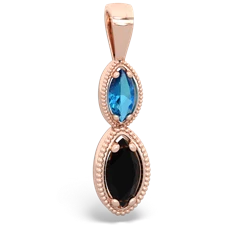 London Topaz Antique-Style Halo 14K Rose Gold pendant P5700