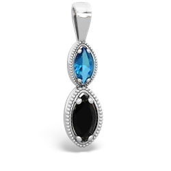 London Topaz Antique-Style Halo 14K White Gold pendant P5700