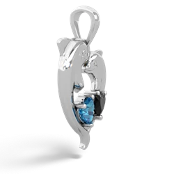 London Topaz Dolphin Heart 14K White Gold pendant P5820