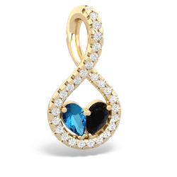 London Topaz Pave Twist 'One Heart' 14K Yellow Gold pendant P5360