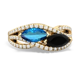 London Topaz Diamond Rivers 14K Yellow Gold ring R3070