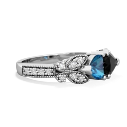 London Topaz Diamond Butterflies 14K White Gold ring R5601