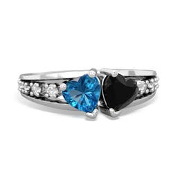 London Topaz Heart To Heart 14K White Gold ring R3342