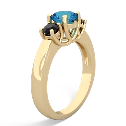 London Topaz Three Stone Round Trellis 14K Yellow Gold ring R4018