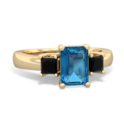 London Topaz Three Stone Emerald-Cut Trellis 14K Yellow Gold ring R4021