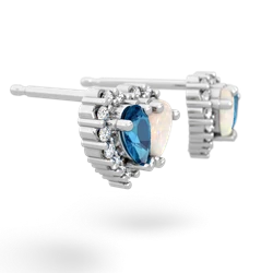 London Topaz Halo 14K White Gold earrings E7008