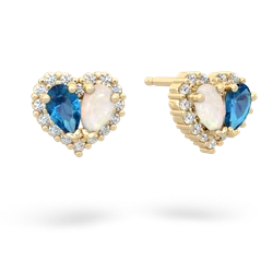 London Topaz Halo 14K Yellow Gold earrings E7008