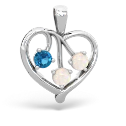 London Topaz Glowing Heart 14K White Gold pendant P2233