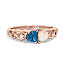 London Topaz Heart To Heart Braid 14K Rose Gold ring R5870