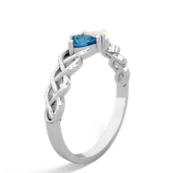 London Topaz Heart To Heart Braid 14K White Gold ring R5870