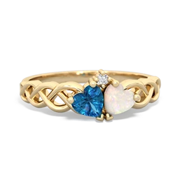 London Topaz Heart To Heart Braid 14K Yellow Gold ring R5870