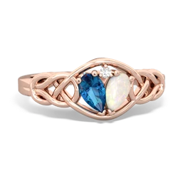 London Topaz Celtic Love Knot 14K Rose Gold ring R5420