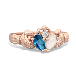 London Topaz 'Our Heart' Claddagh 14K Rose Gold ring R2388