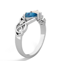 London Topaz 'One Heart' Celtic Knot Claddagh 14K White Gold ring R5322