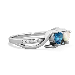 London Topaz Side By Side 14K White Gold ring R3090