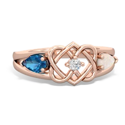 London Topaz Hearts Intertwined 14K Rose Gold ring R5880