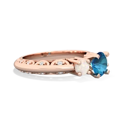 London Topaz Art Deco Eternal Embrace Engagement 14K Rose Gold ring C2003