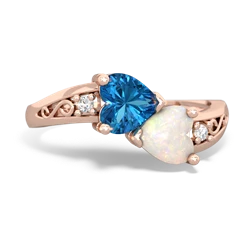 London Topaz Snuggling Hearts 14K Rose Gold ring R2178