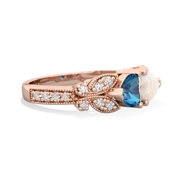 London Topaz Diamond Butterflies 14K Rose Gold ring R5601