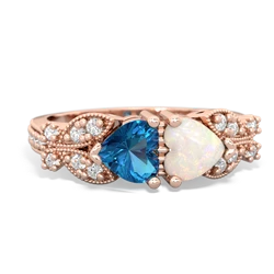 London Topaz Diamond Butterflies 14K Rose Gold ring R5601