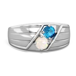 London Topaz Men's Streamline 14K White Gold ring R0460