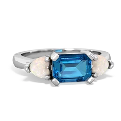 London Topaz Three Stone 14K White Gold ring R5235