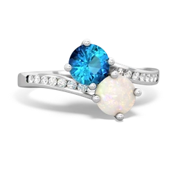 London Topaz Channel Set Two Stone 14K White Gold ring R5303