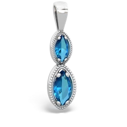 London Topaz Antique-Style Halo 14K White Gold pendant P5700