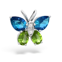 London Topaz Butterfly 14K White Gold pendant P2215