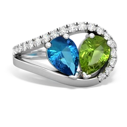 London Topaz Nestled Heart Keepsake 14K White Gold ring R5650