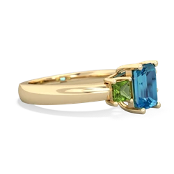 London Topaz Three Stone Emerald-Cut Trellis 14K Yellow Gold ring R4021