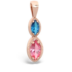 London Topaz Antique-Style Halo 14K Rose Gold pendant P5700