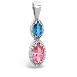 London Topaz Antique-Style Halo 14K White Gold pendant P5700