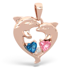 London Topaz Dolphin Heart 14K Rose Gold pendant P5820