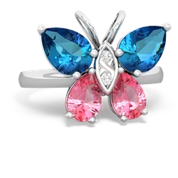 London Topaz Butterfly 14K White Gold ring R2215