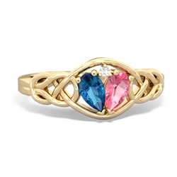 London Topaz Celtic Love Knot 14K Yellow Gold ring R5420