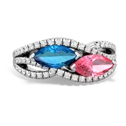 London Topaz Diamond Rivers 14K White Gold ring R3070