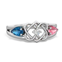 London Topaz Hearts Intertwined 14K White Gold ring R5880