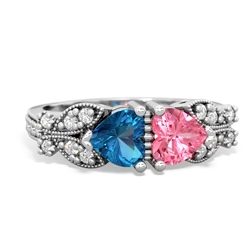 London Topaz Diamond Butterflies 14K White Gold ring R5601